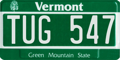 VT license plate TUG547