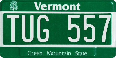 VT license plate TUG557