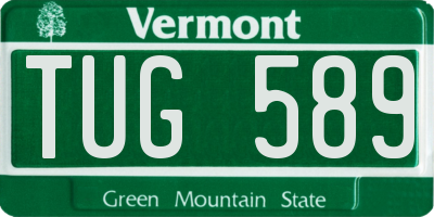 VT license plate TUG589