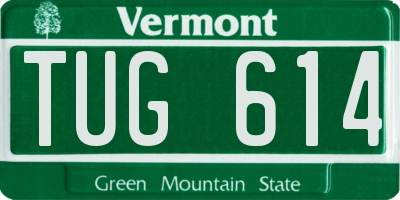VT license plate TUG614