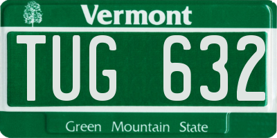 VT license plate TUG632