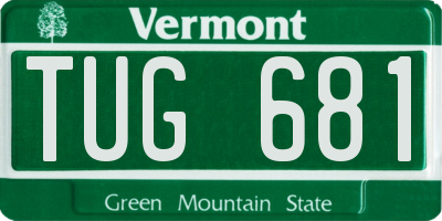 VT license plate TUG681