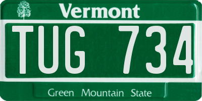 VT license plate TUG734