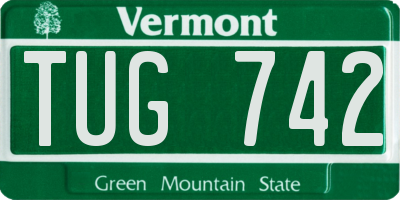 VT license plate TUG742