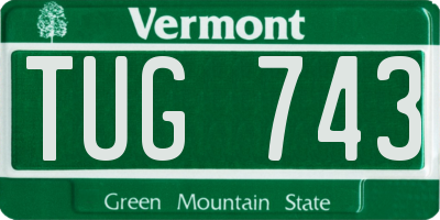 VT license plate TUG743