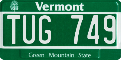 VT license plate TUG749