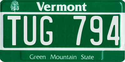 VT license plate TUG794