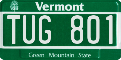 VT license plate TUG801