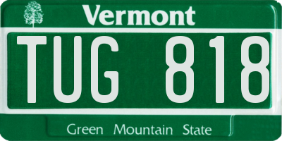 VT license plate TUG818