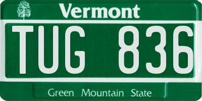 VT license plate TUG836