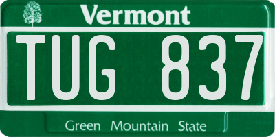 VT license plate TUG837