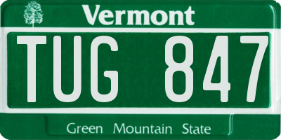 VT license plate TUG847