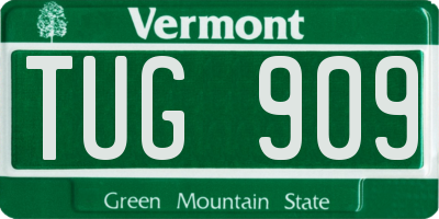 VT license plate TUG909