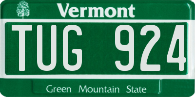 VT license plate TUG924