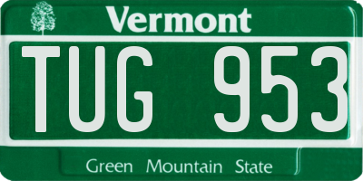 VT license plate TUG953
