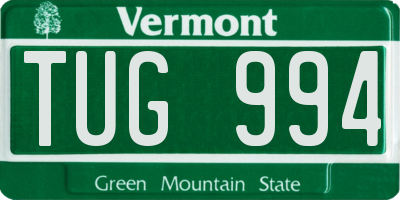 VT license plate TUG994