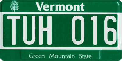 VT license plate TUH016