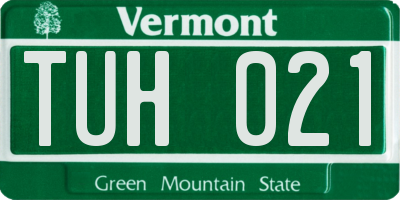 VT license plate TUH021