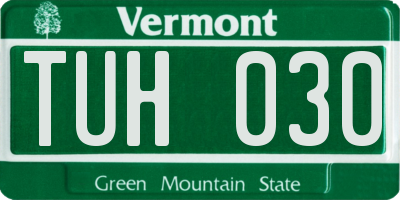 VT license plate TUH030