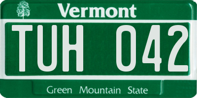 VT license plate TUH042