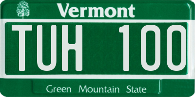 VT license plate TUH100