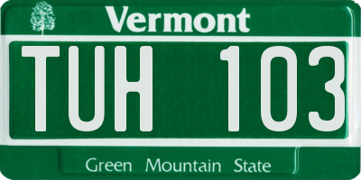VT license plate TUH103