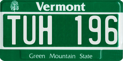 VT license plate TUH196