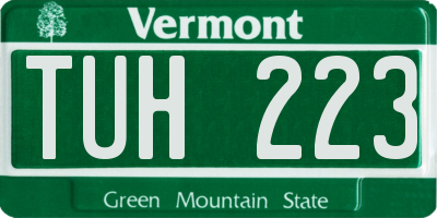 VT license plate TUH223
