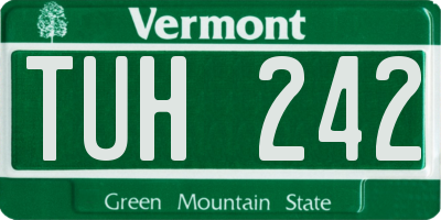 VT license plate TUH242