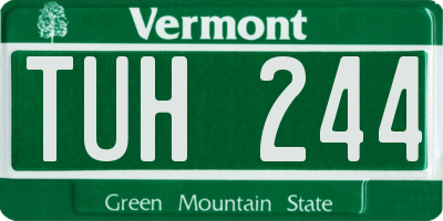 VT license plate TUH244
