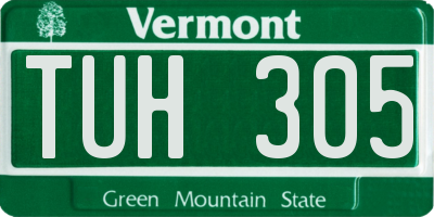 VT license plate TUH305