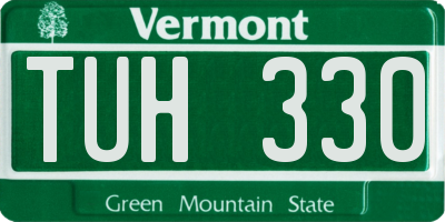 VT license plate TUH330