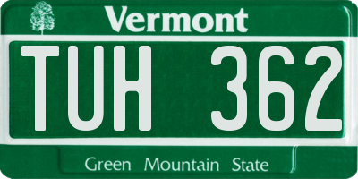 VT license plate TUH362