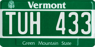 VT license plate TUH433