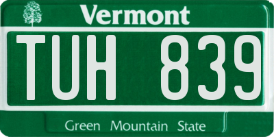 VT license plate TUH839