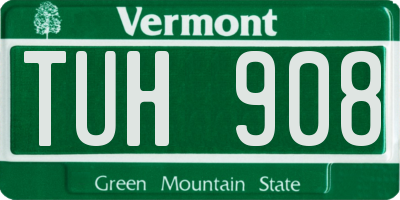 VT license plate TUH908