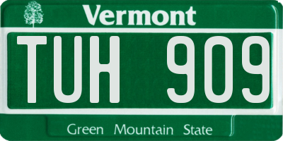 VT license plate TUH909