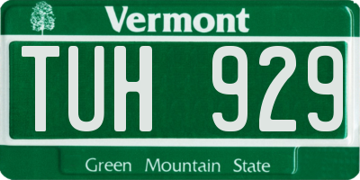 VT license plate TUH929