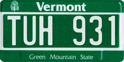 VT license plate TUH931