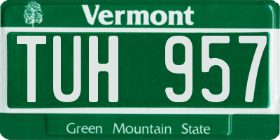 VT license plate TUH957