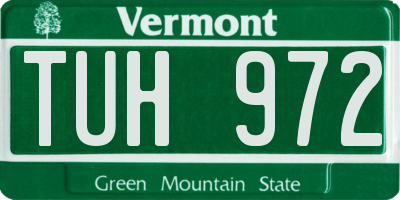 VT license plate TUH972