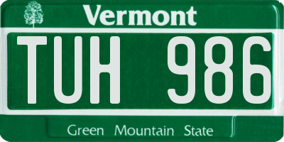 VT license plate TUH986