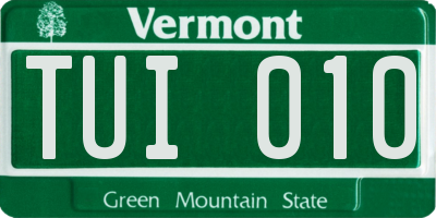 VT license plate TUI010
