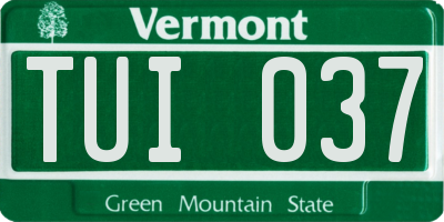 VT license plate TUI037
