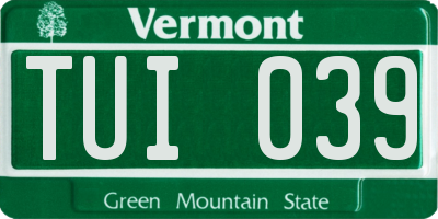 VT license plate TUI039