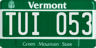 VT license plate TUI053