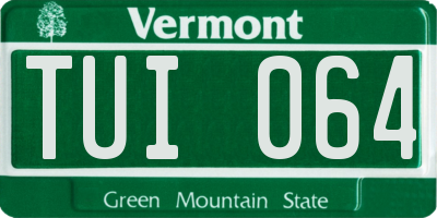 VT license plate TUI064