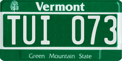 VT license plate TUI073
