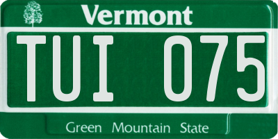 VT license plate TUI075
