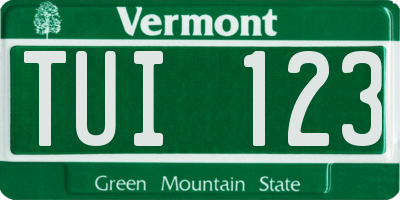 VT license plate TUI123